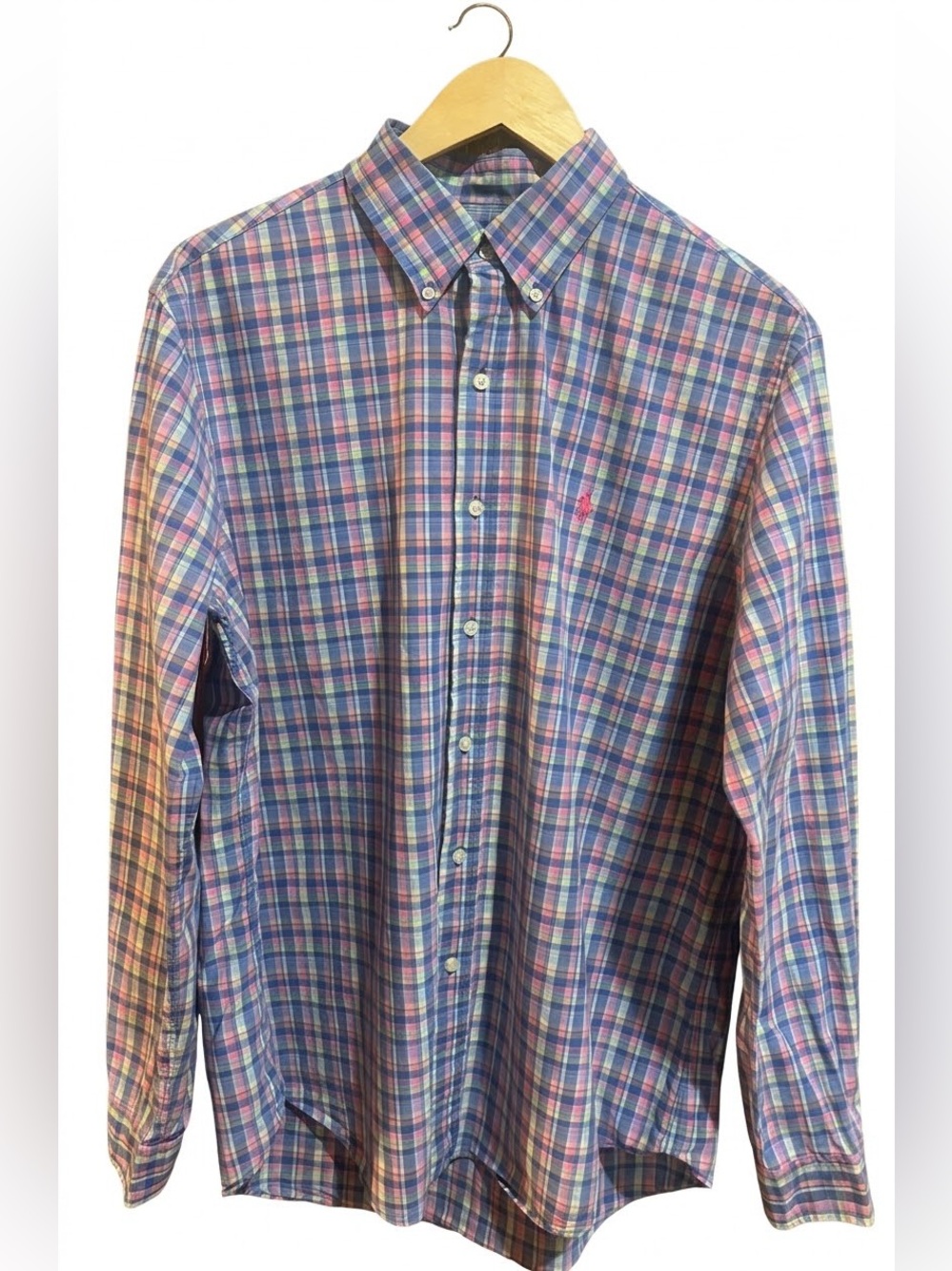 Lauren Ralph Lauren Women's Large Button Down | Multi Color Plaid Oxford Shirt⁠